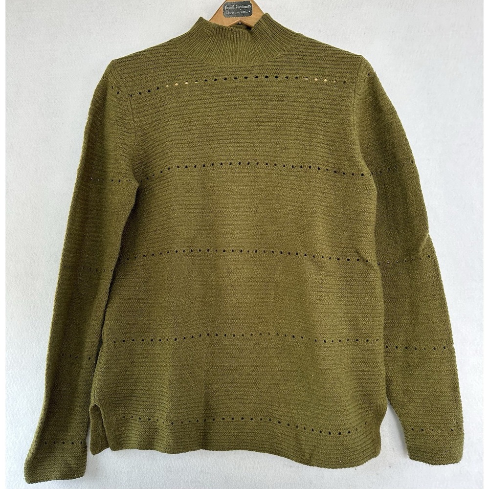 Paul Costello Sweater Mock Neck Wool Blend Women M Olive Green Excellent